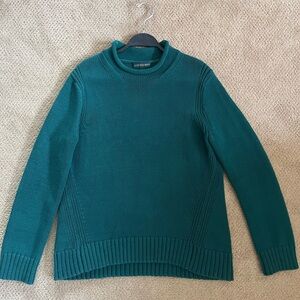 Vintage JCrew cotton sweater, size L, hand dyed scarab/emerald green